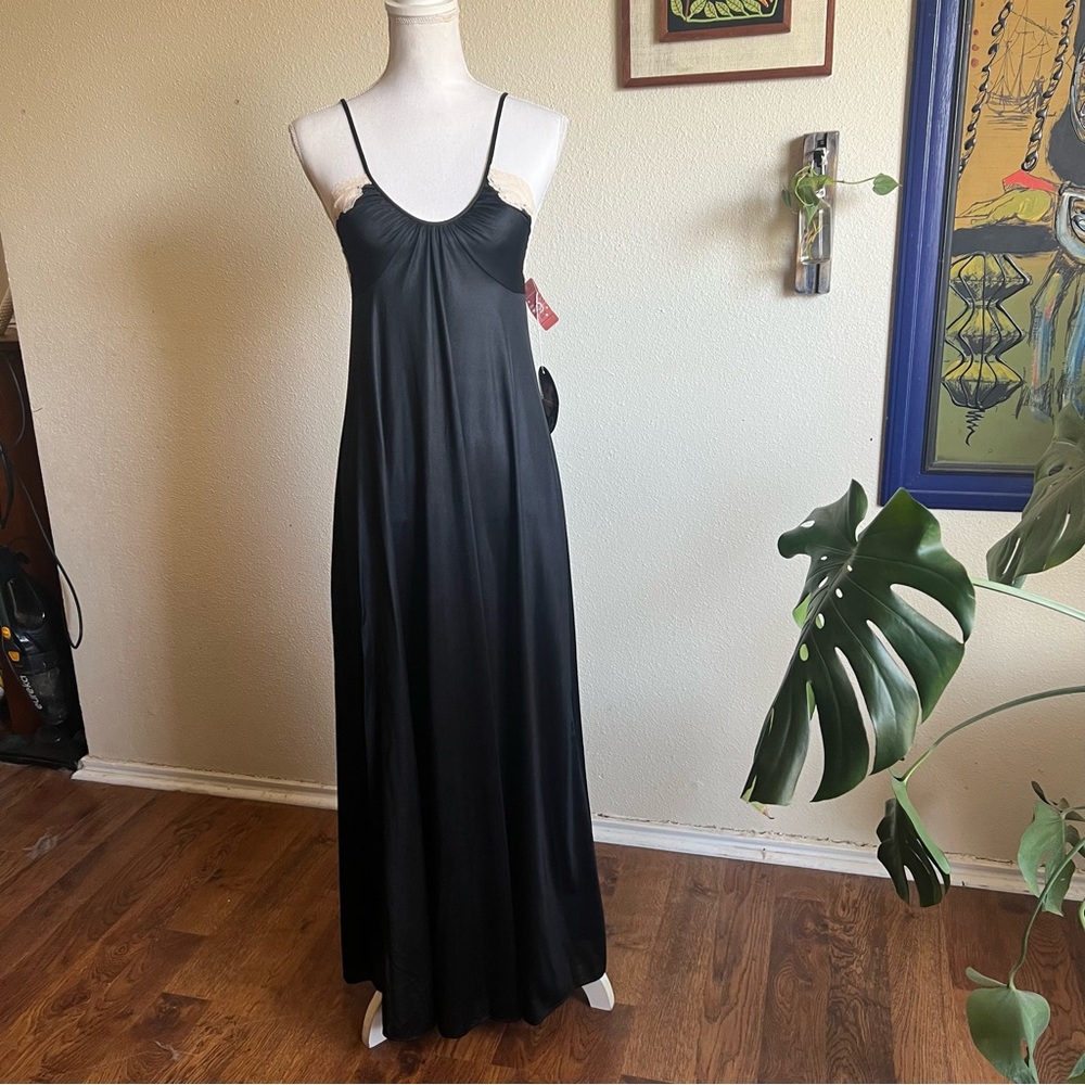 Vintage 80s G’s Black Satin & Lace Nightgown – with Original Tags!